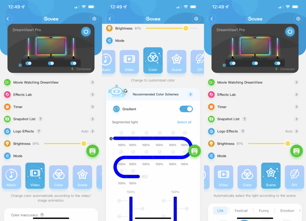 Application Govee DreamView G1 Pro