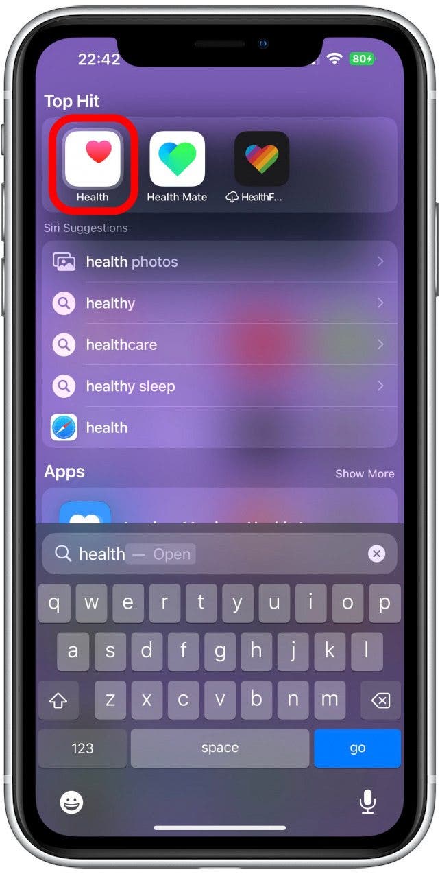 Ouvrez l'application Santé.