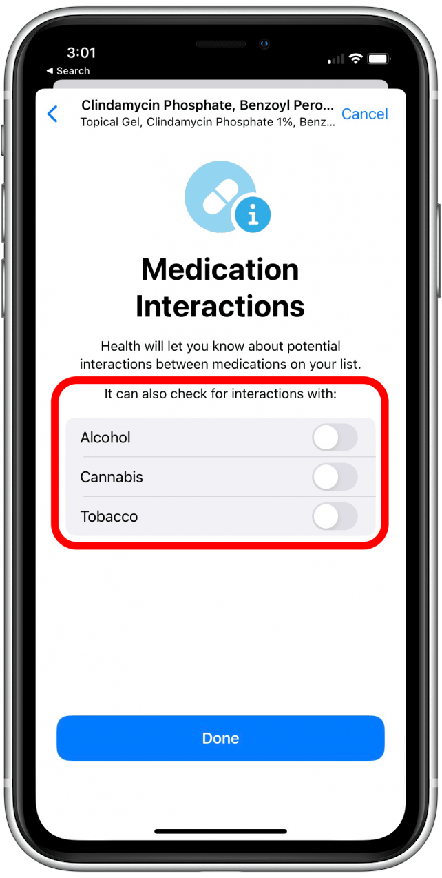 Choisissez les interactions médicamenteuses