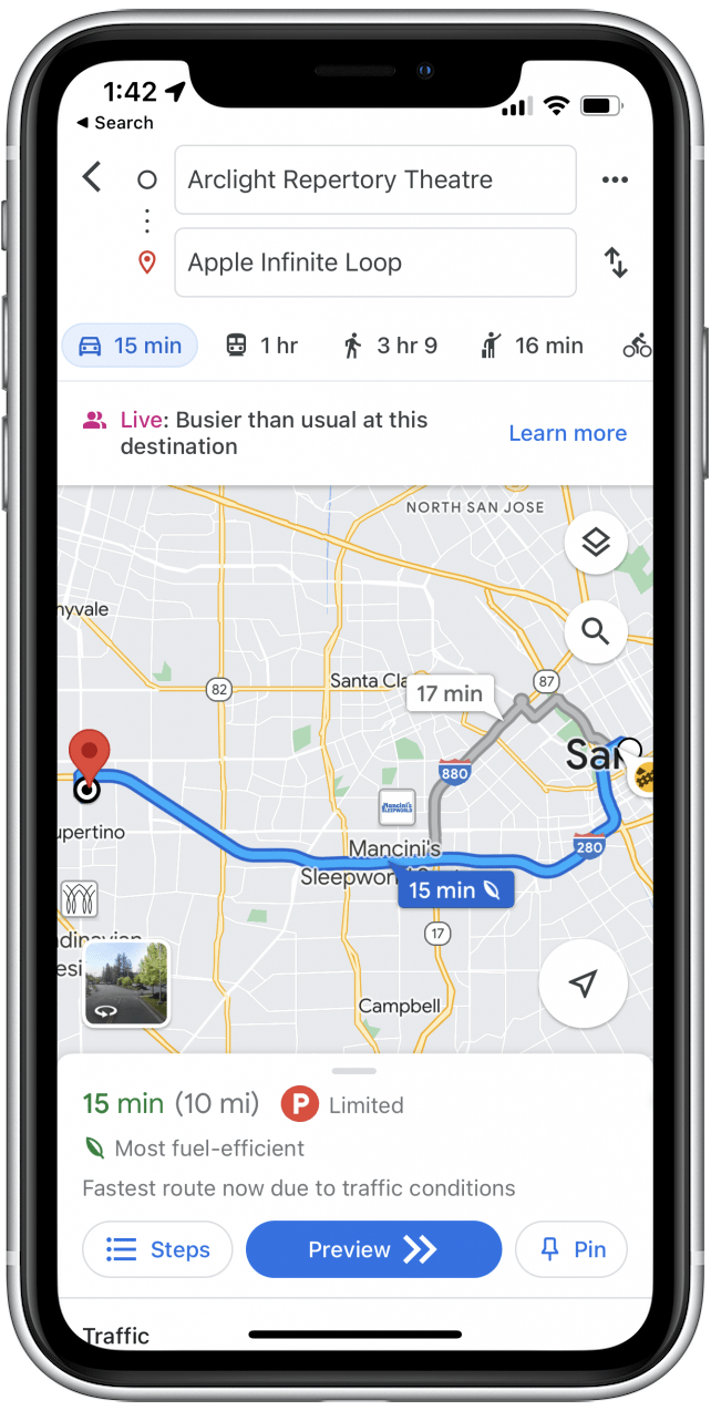 Google Maps vous montrera désormais les itinéraires les plus courts. Si vous souhaitez réactiver le routage économe en carburant, suivez simplement les étapes ci-dessus et appuyez à nouveau sur la bascule.