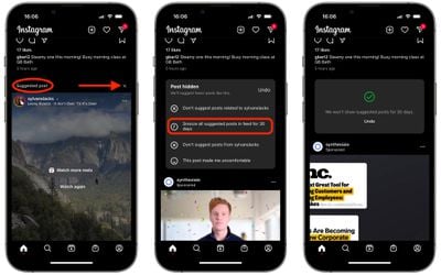 répéter les suggestions d'instagram