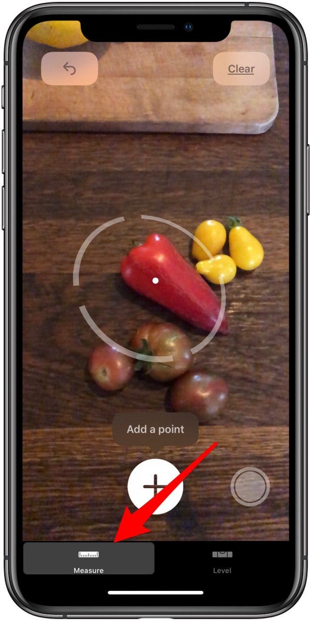l'image montre la mesure en surbrillance en bas de l'écran de l'iphone