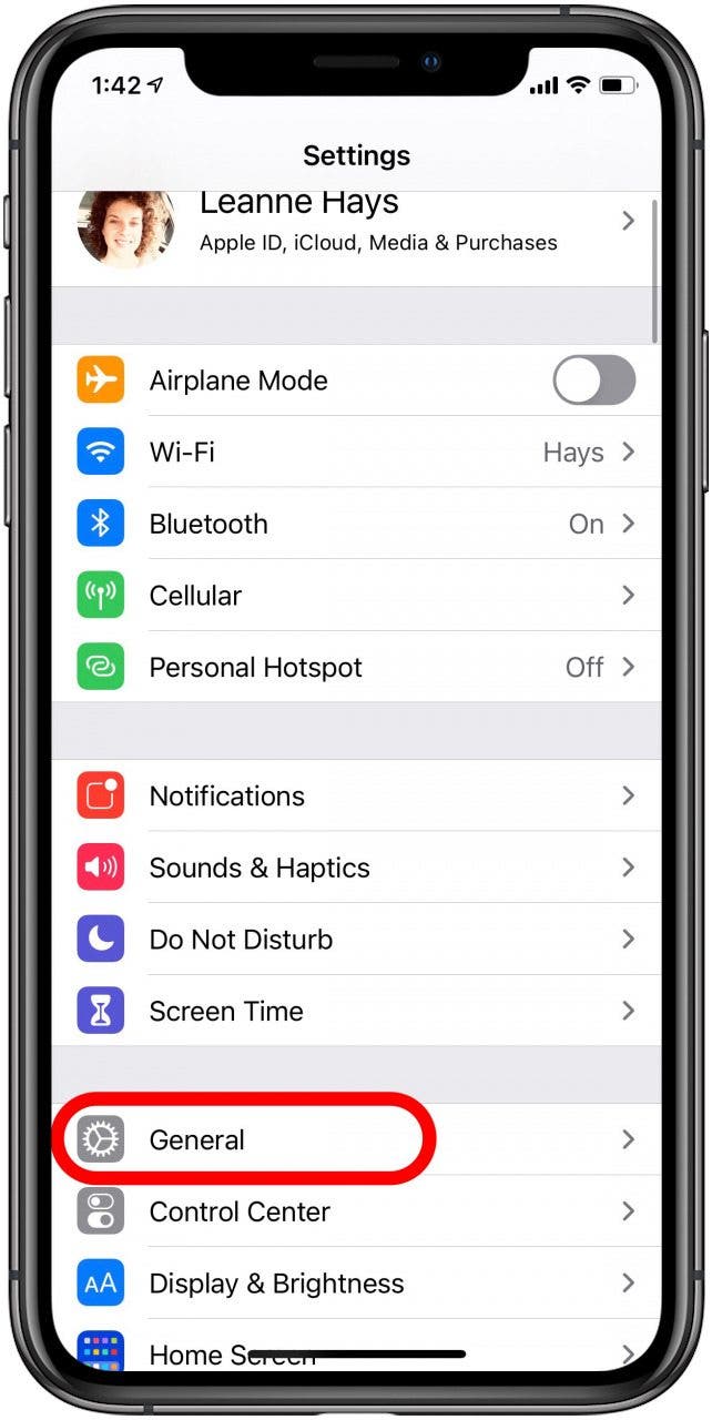 paramètres généraux de l'iphone