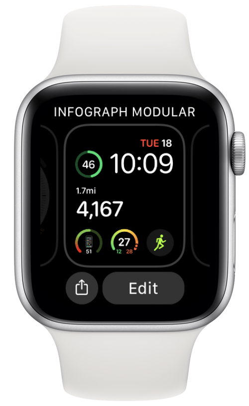 Sur votre cadran de montre, cela vous permet de modifier le cadran de votre montre, de le partager avec un contact ou de changer de cadran.