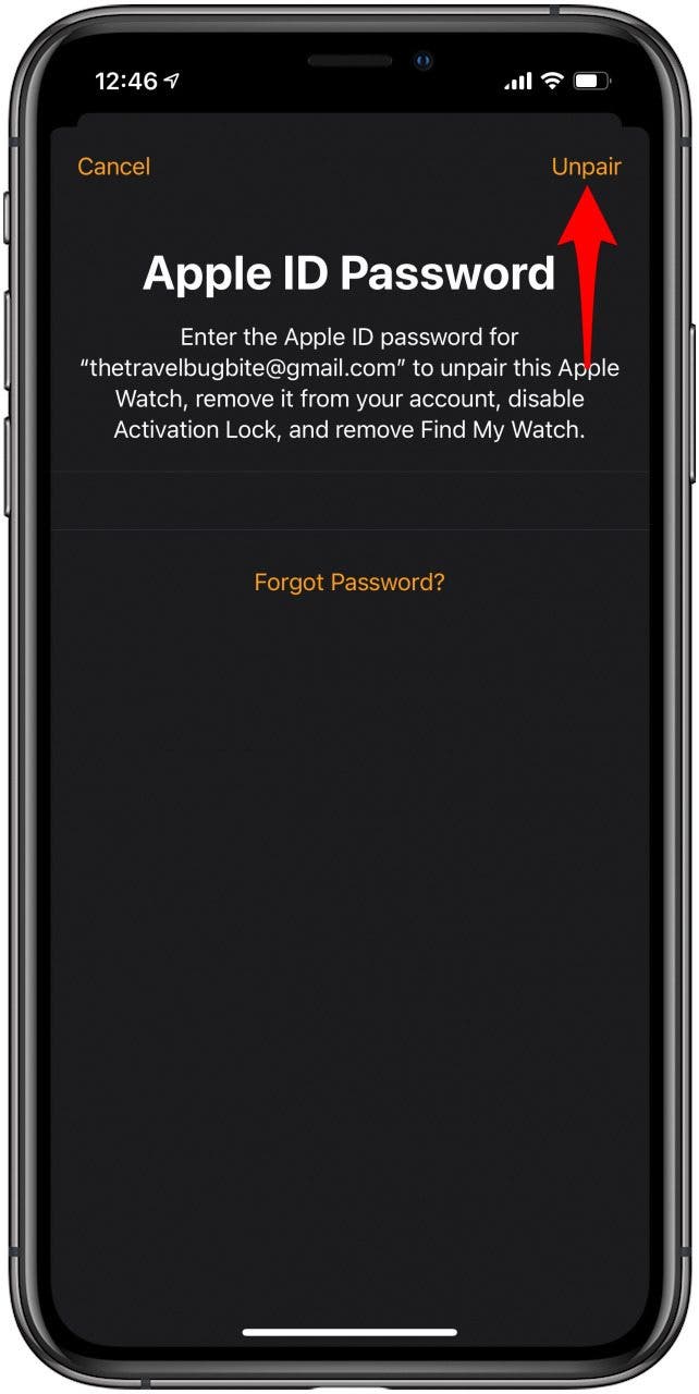 Entrez votre mot de passe iCloud et appuyez sur Dissocier.