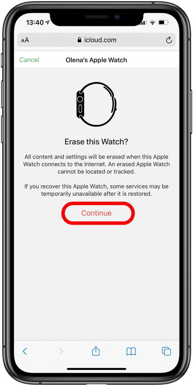 Appuyez sur Effacer la montre si vous ne l'avez pas déjà effacée.