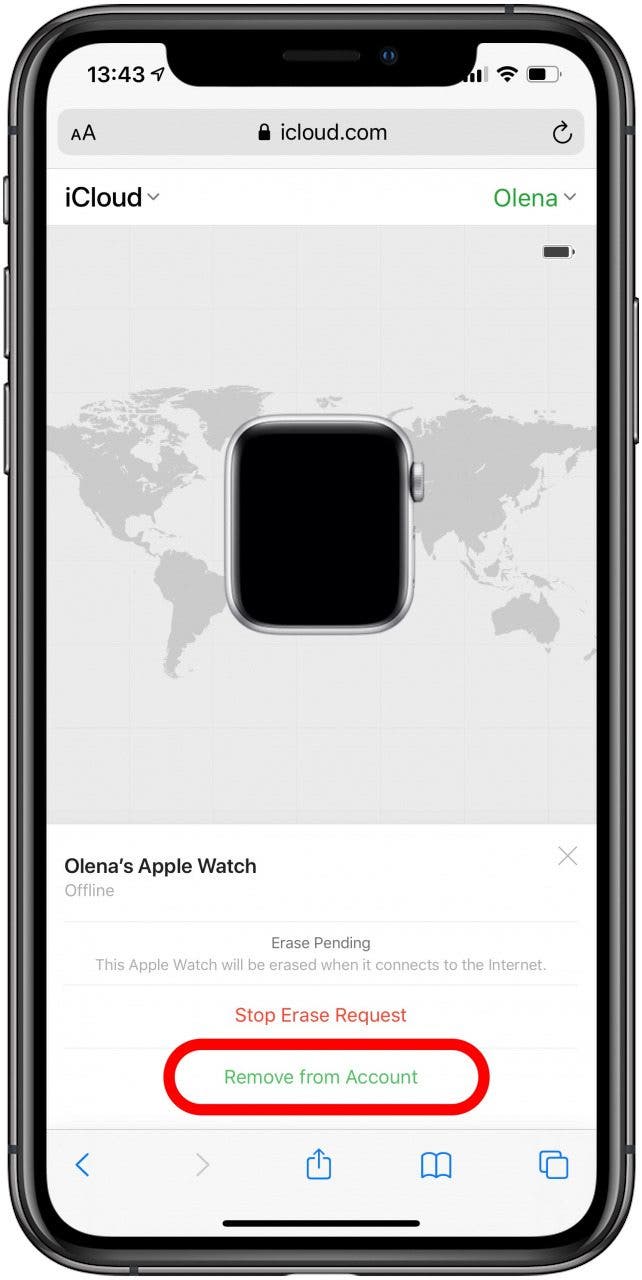 Appuyez sur Supprimer du compte sur iCloud
