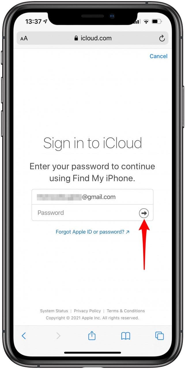 Connectez-vous à votre compte iCloud