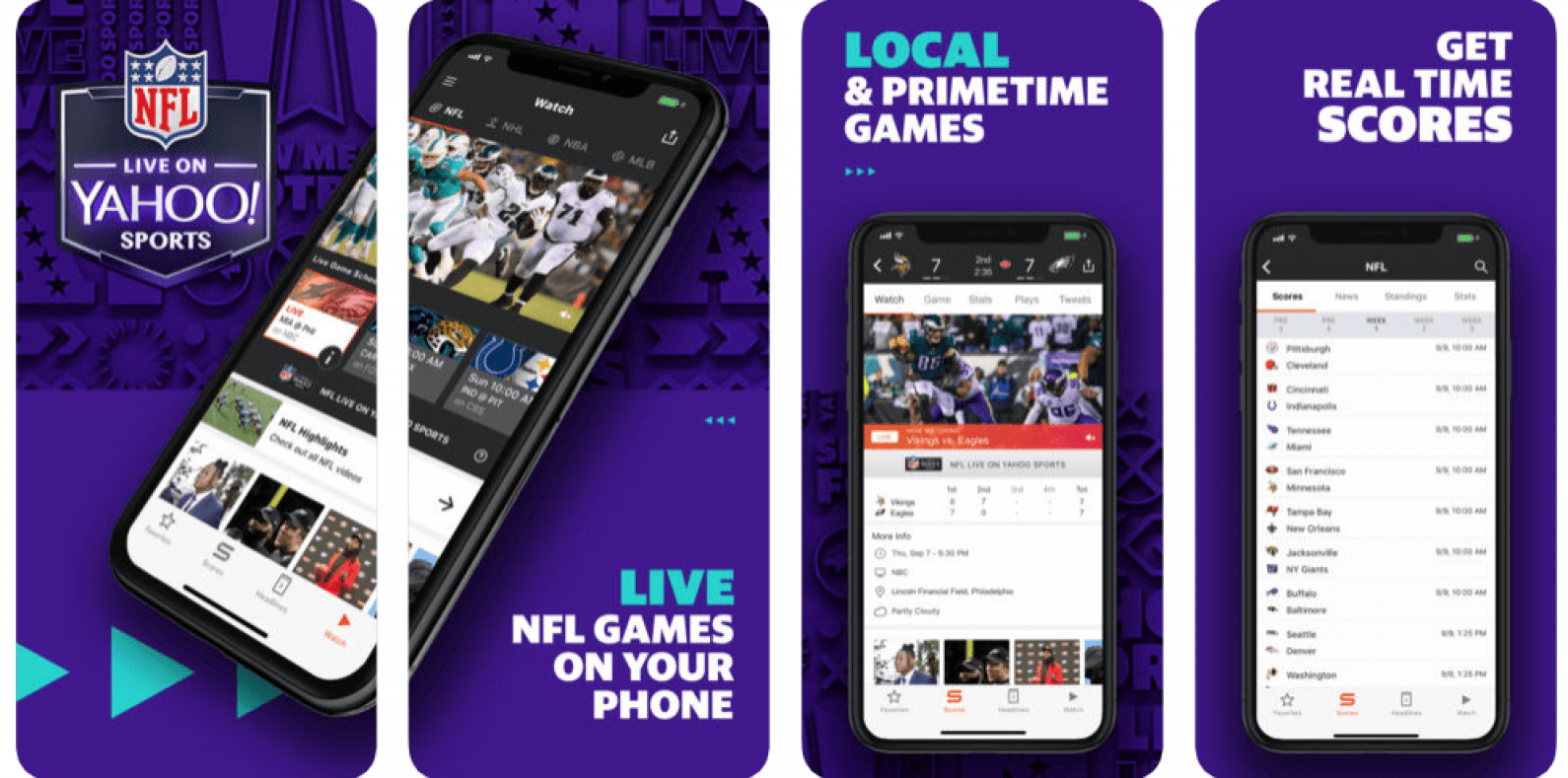 l'application de sports yahoo propose une diffusion en direct de la nfl