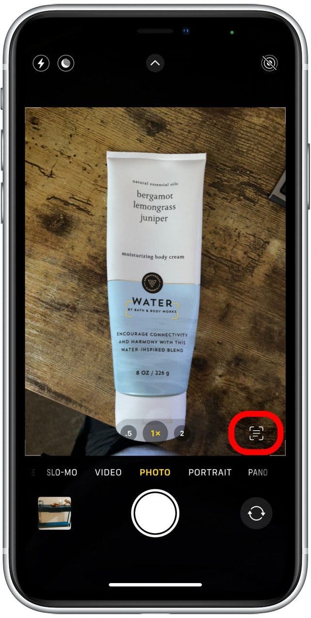 Caméra de texte en direct iPhone