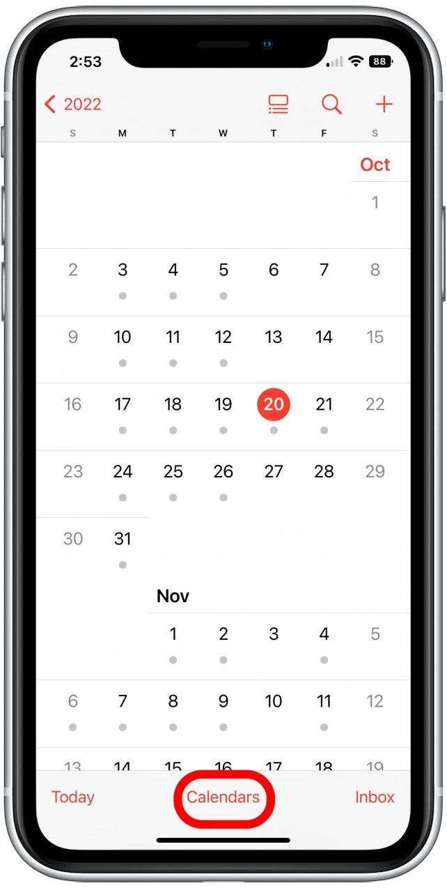 Appuyez sur Calendrier.
