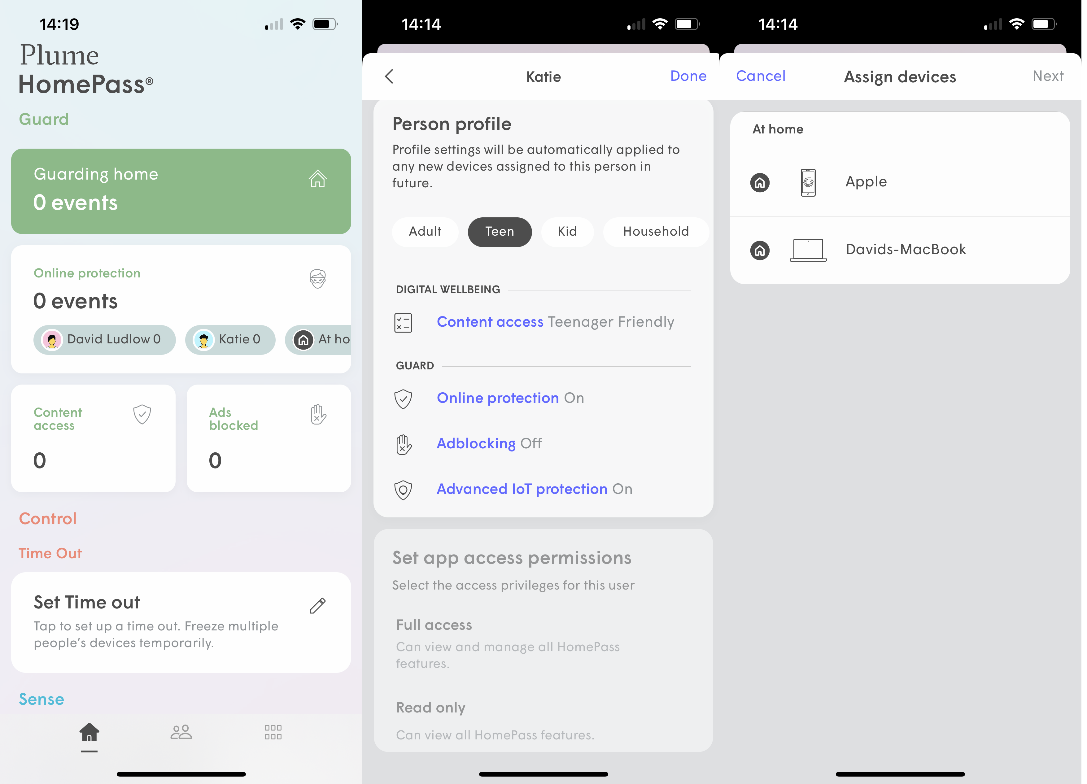 Application principale Plume HomePass