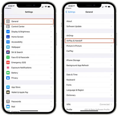 paramètres de transfert du mini homepod