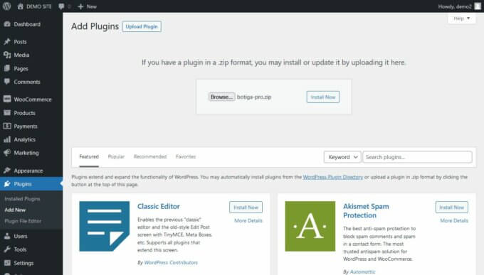 Téléchargez le plug-in Botiga Pro WooCommerce