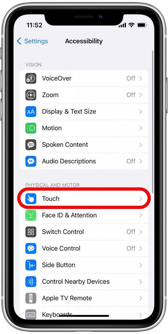 Appuyez sur Tactile.