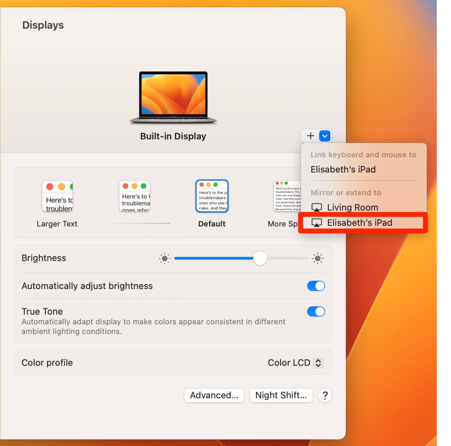 Sélectionnez votre iPad dans la liste