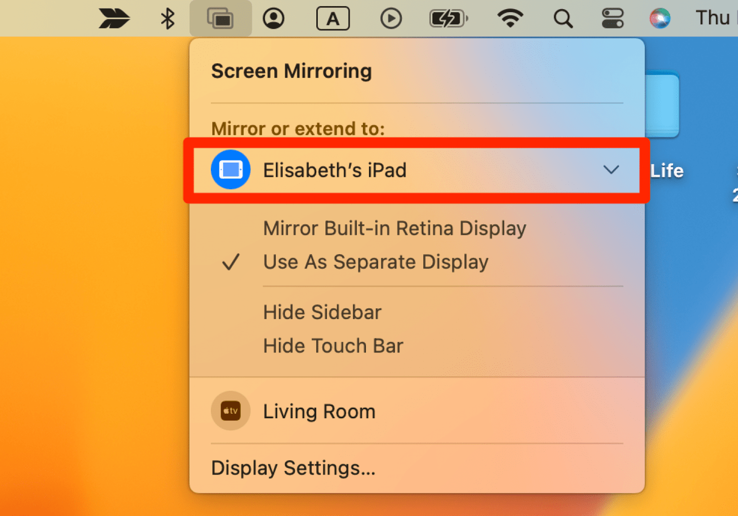 Cliquez sur iPad pour désélectionner