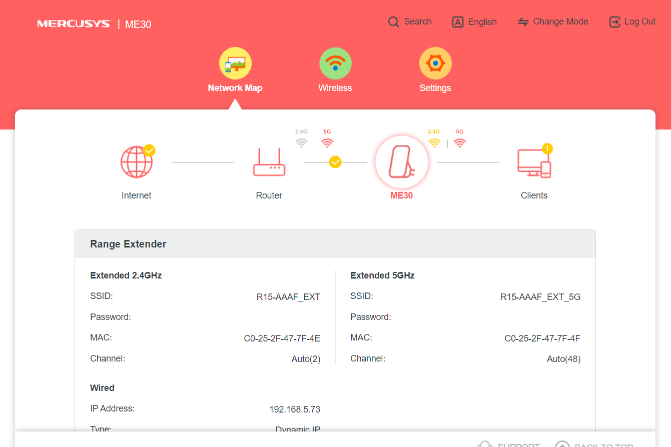 Interface Web Mercusys ME30