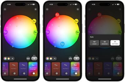 options de couleur de l'application hue