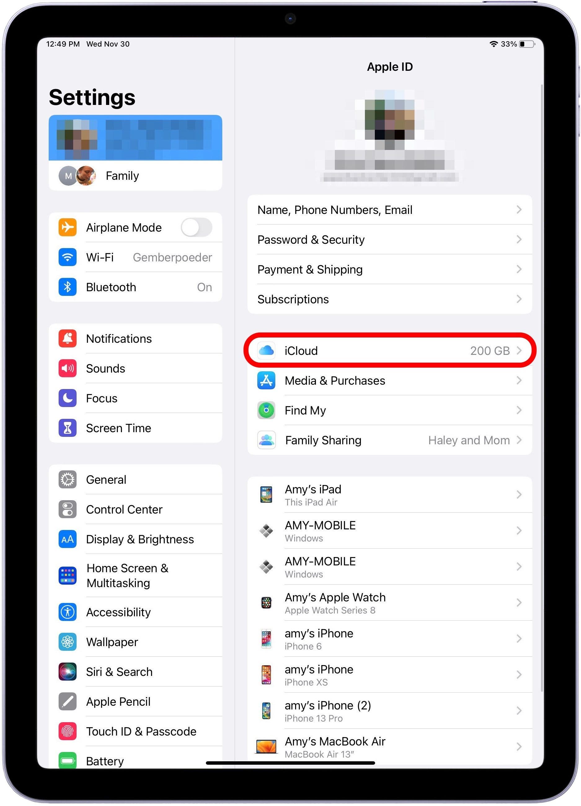 Appuyez sur iCloud