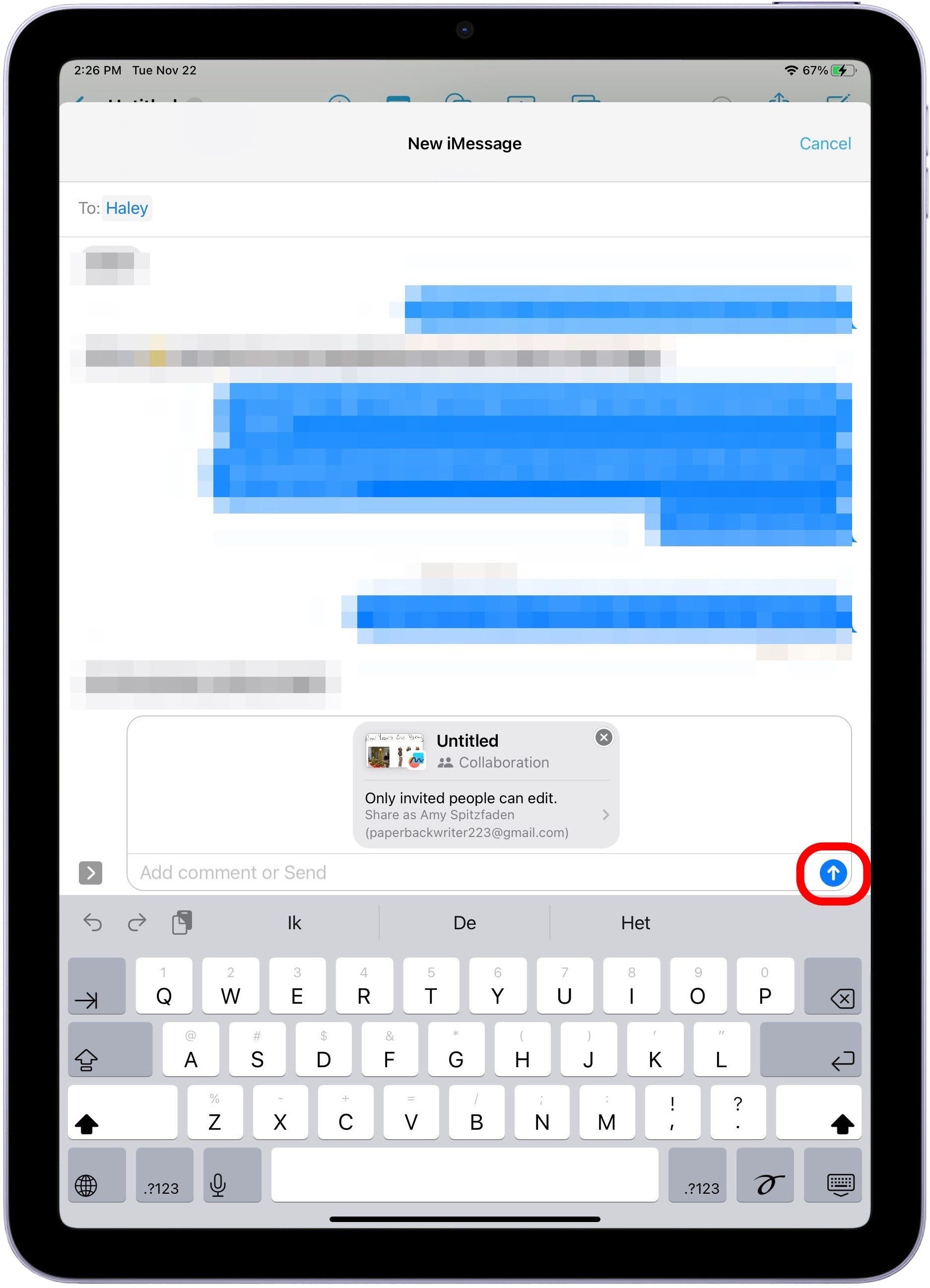 appuyez sur envoyer
