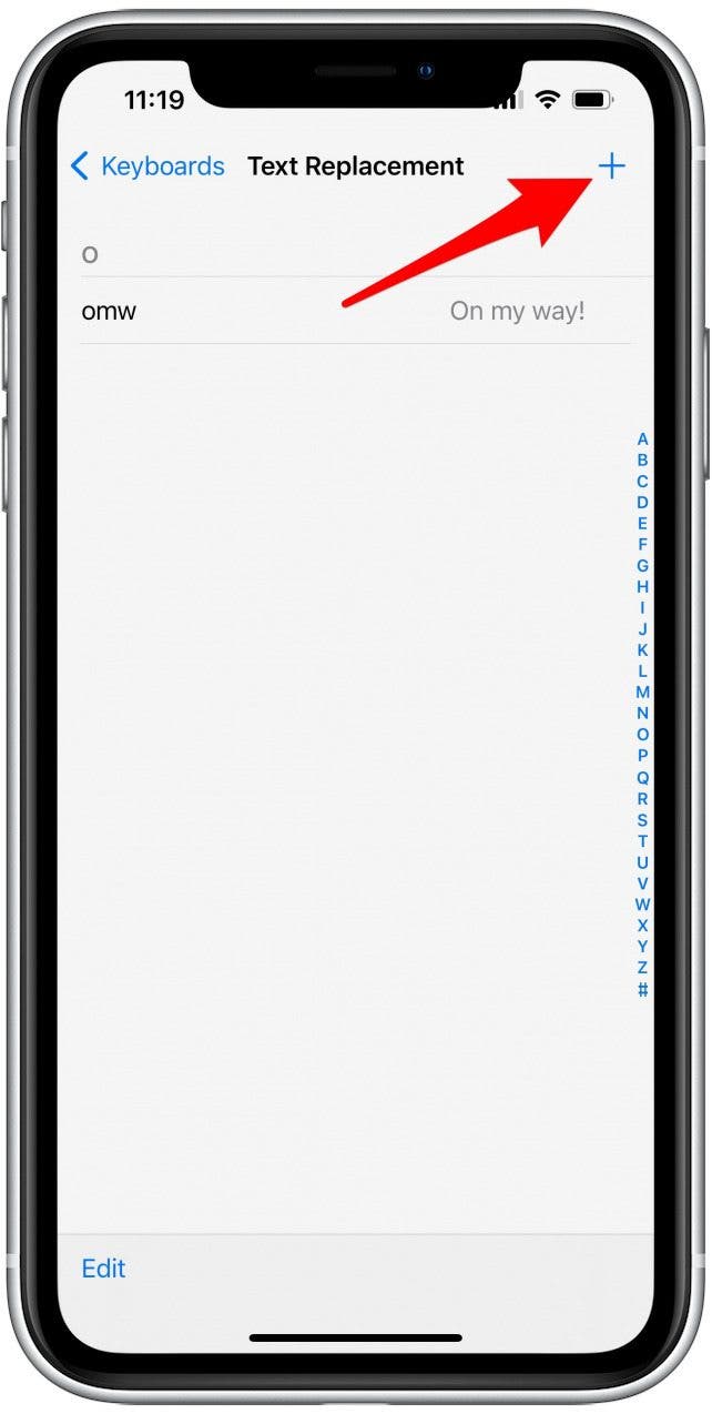 Appuyez sur l'icône + pour ajouter un mot au dictionnaire de votre iPhone.