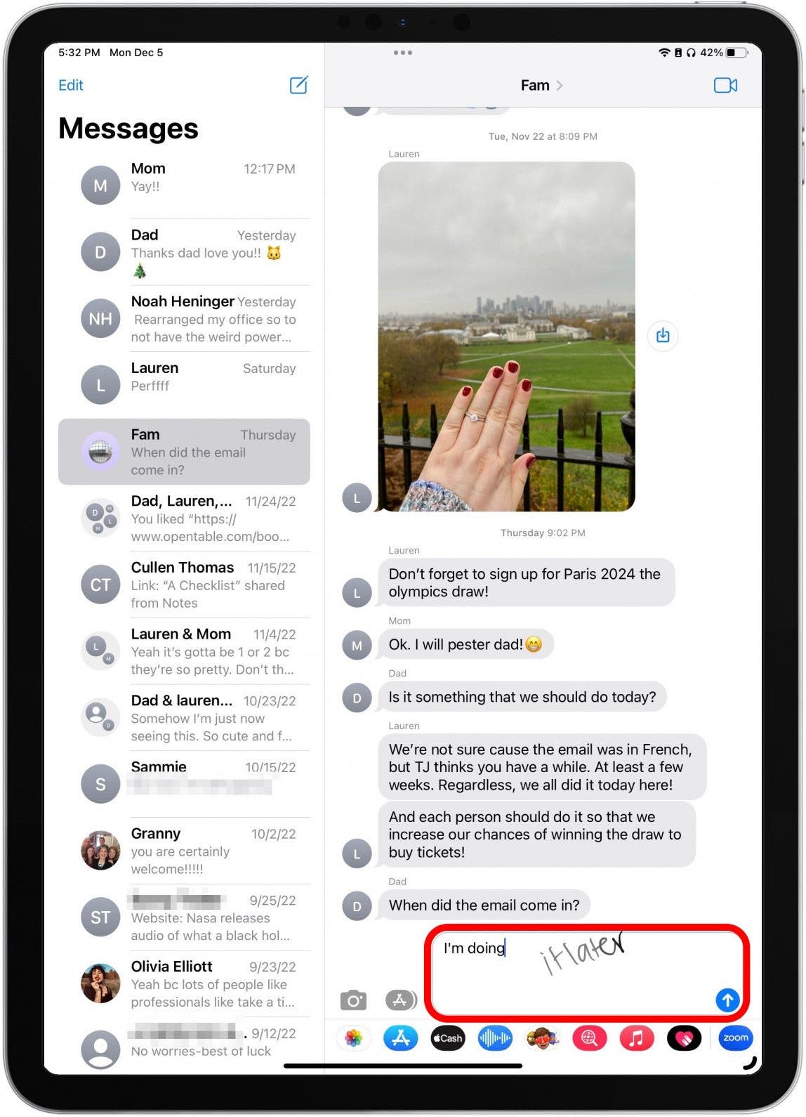 Écrivez des messages à la main dans l'application Message et regardez-les se convertir automatiquement en texte saisi.