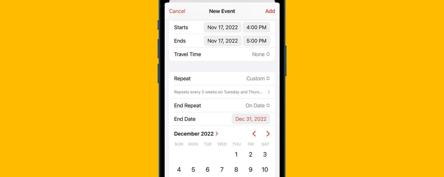 1671183139 Comment ajouter des evenements recurrents au calendrier iPhone