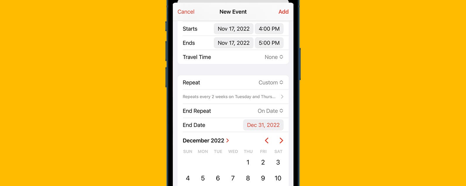 1671183139 Comment ajouter des evenements recurrents au calendrier iPhone