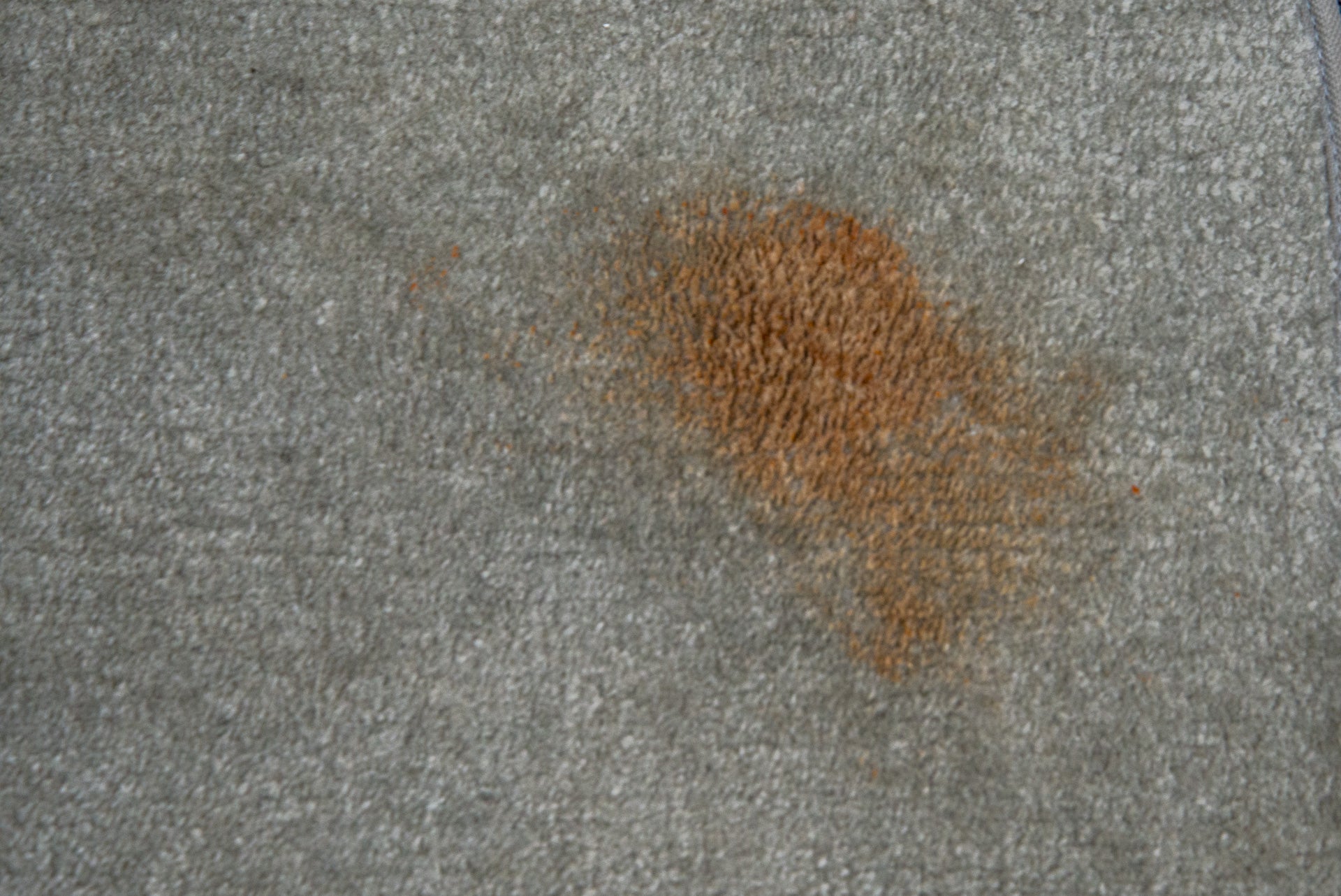Une tache de ketchup sur un tapis