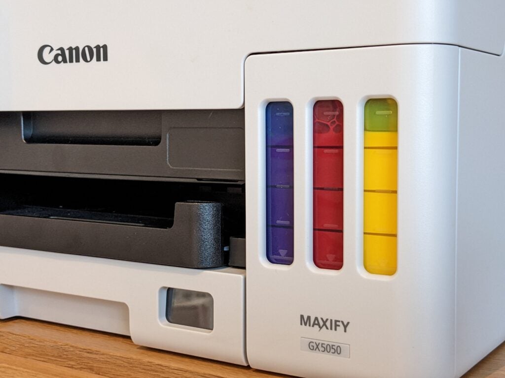 Fenêtres des réservoirs d'encre de l'imprimante Canon MAXIFY GX5050