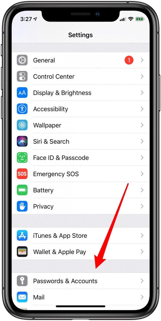contrôles des mots de passe et des comptes iphone