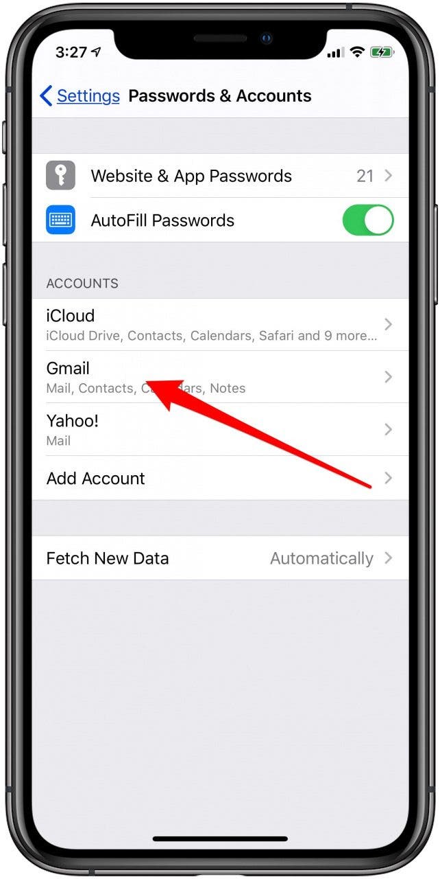 liste des comptes de messagerie iphone