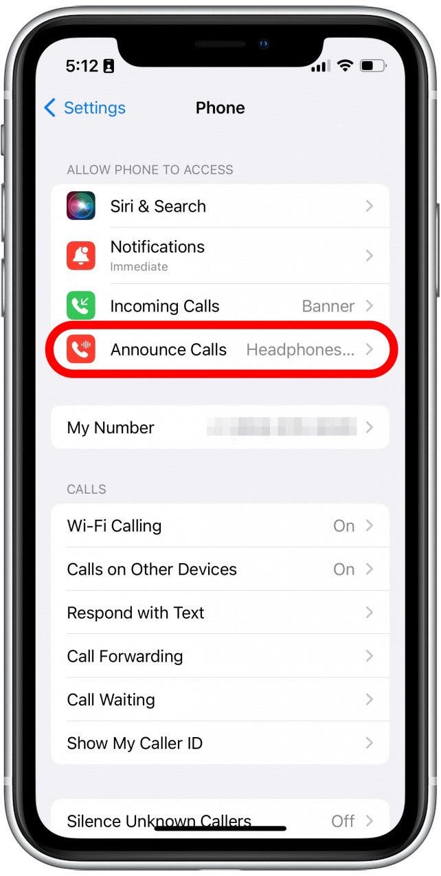 Appuyez sur Annoncer les appels.
