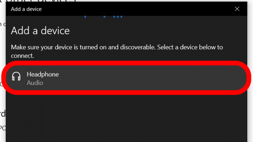 Sur votre PC, vous devriez voir vos AirPods apparaître dans la fenêtre Ajouter un appareil. Cliquez dessus pour vous connecter.