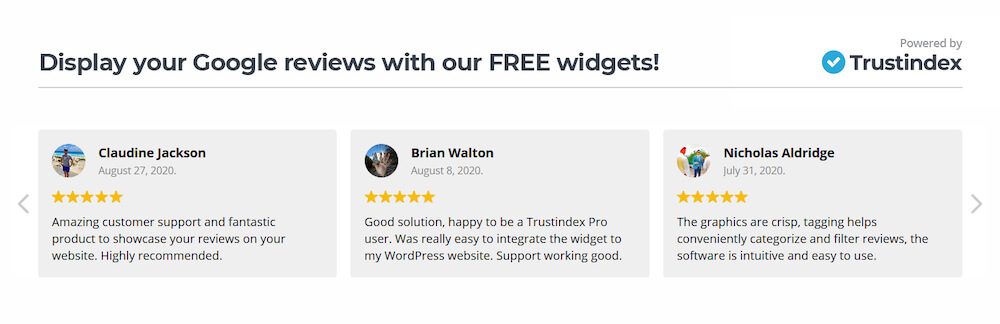 Trustindex : Widgets pour les avis Google