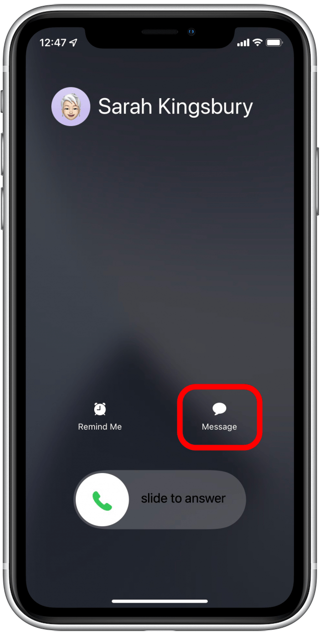 Appuyez sur Message