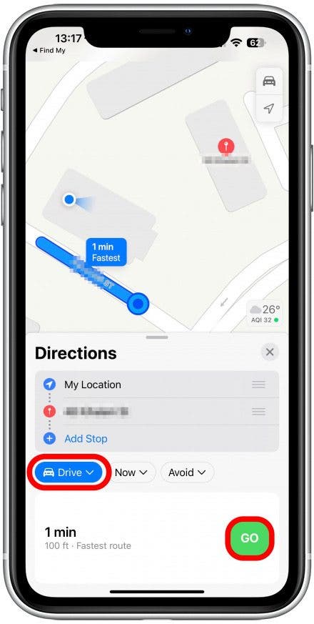 choisissez votre mode de transport, puis naviguez jusqu'à l'emplacement