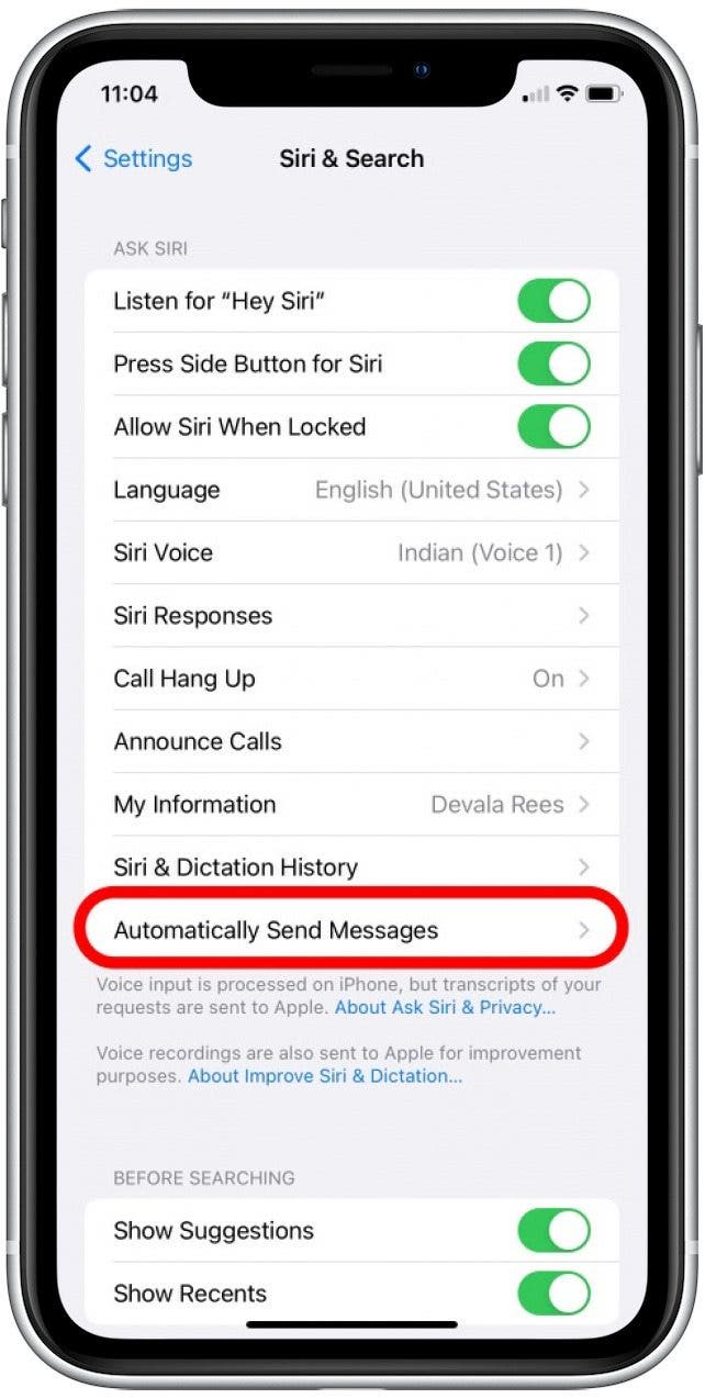 Appuyez sur Envoyer automatiquement des messages.