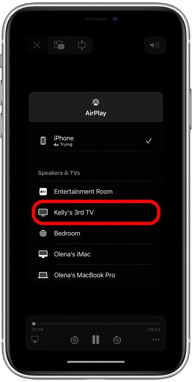 Sélectionnez le Chromecast.