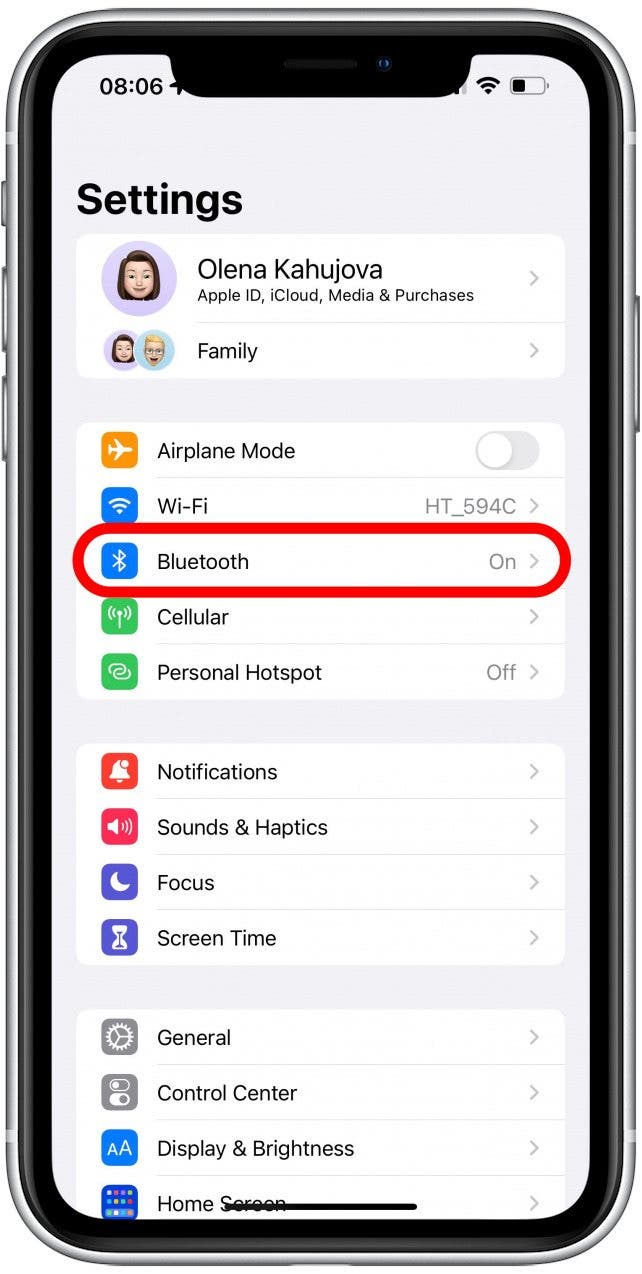 Appuyez sur Bluetooth.