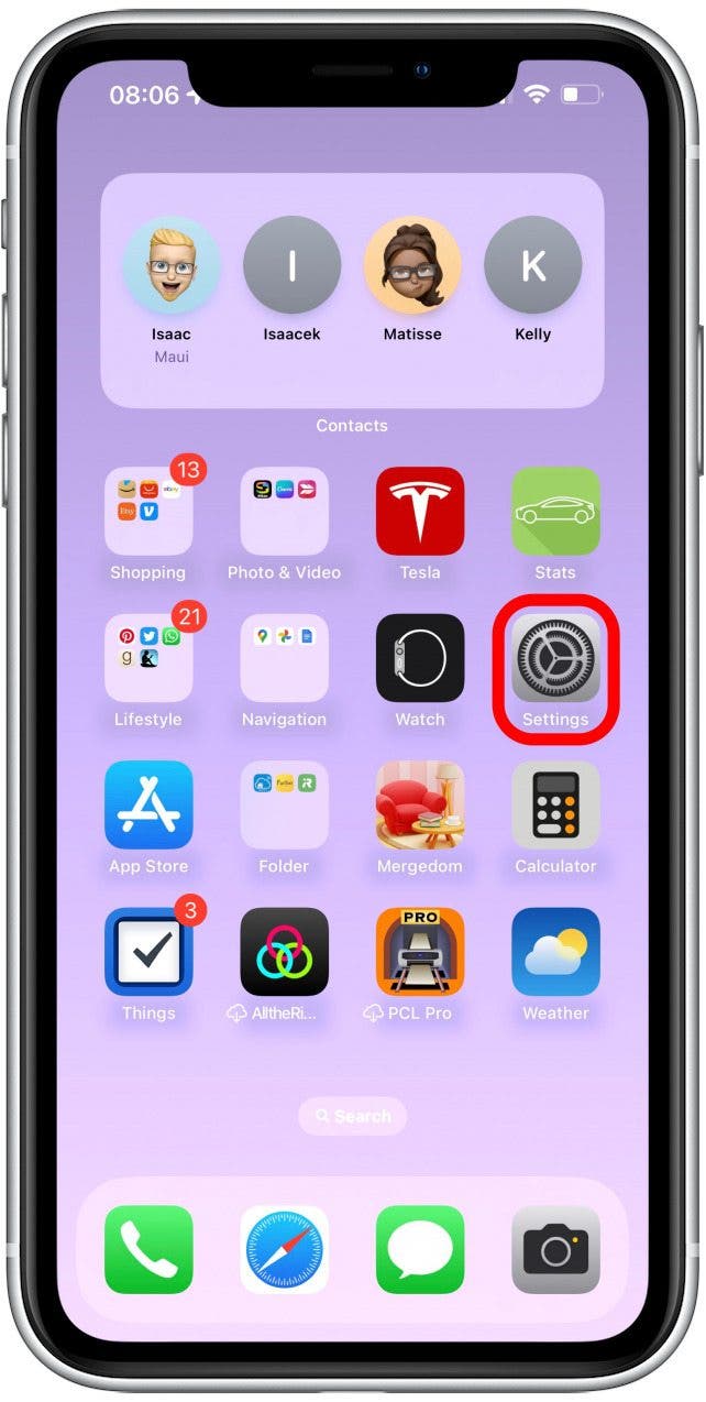 Ouvrez les paramètres sur votre iPhone.