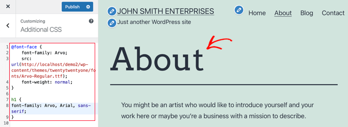 Ajout de CSS personnalisé avec le personnalisateur de thème Ajout de CSS personnalisé avec le personnalisateur de thème