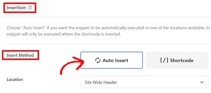 auto-insert-as-insertion-mode Choisissez Insertion automatique comme méthode d'insertion