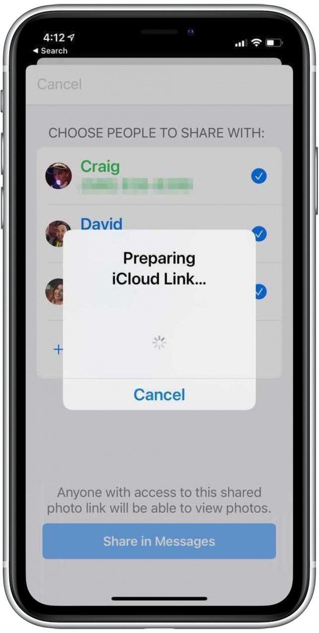 Confirmez les destinataires et appuyez sur Envoyer dans les messages