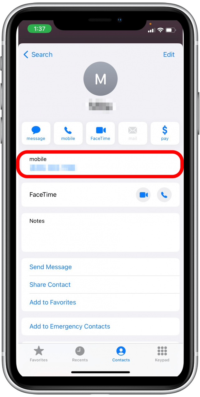 Sélectionnez le mobile pour l'appel audio