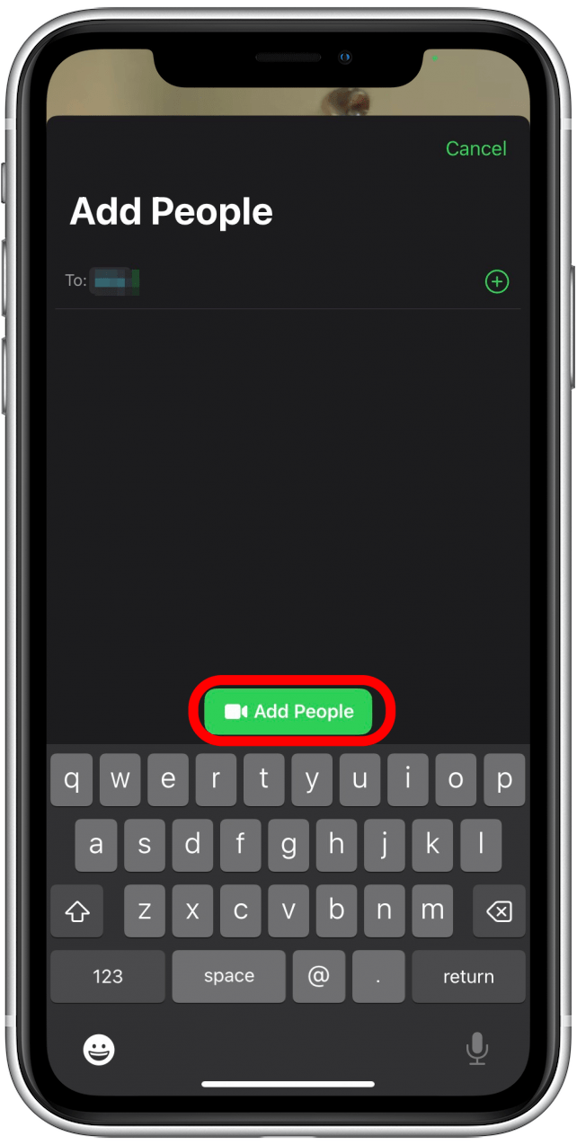 Sélectionnez Ajouter des personnes à l'appel FaceTime