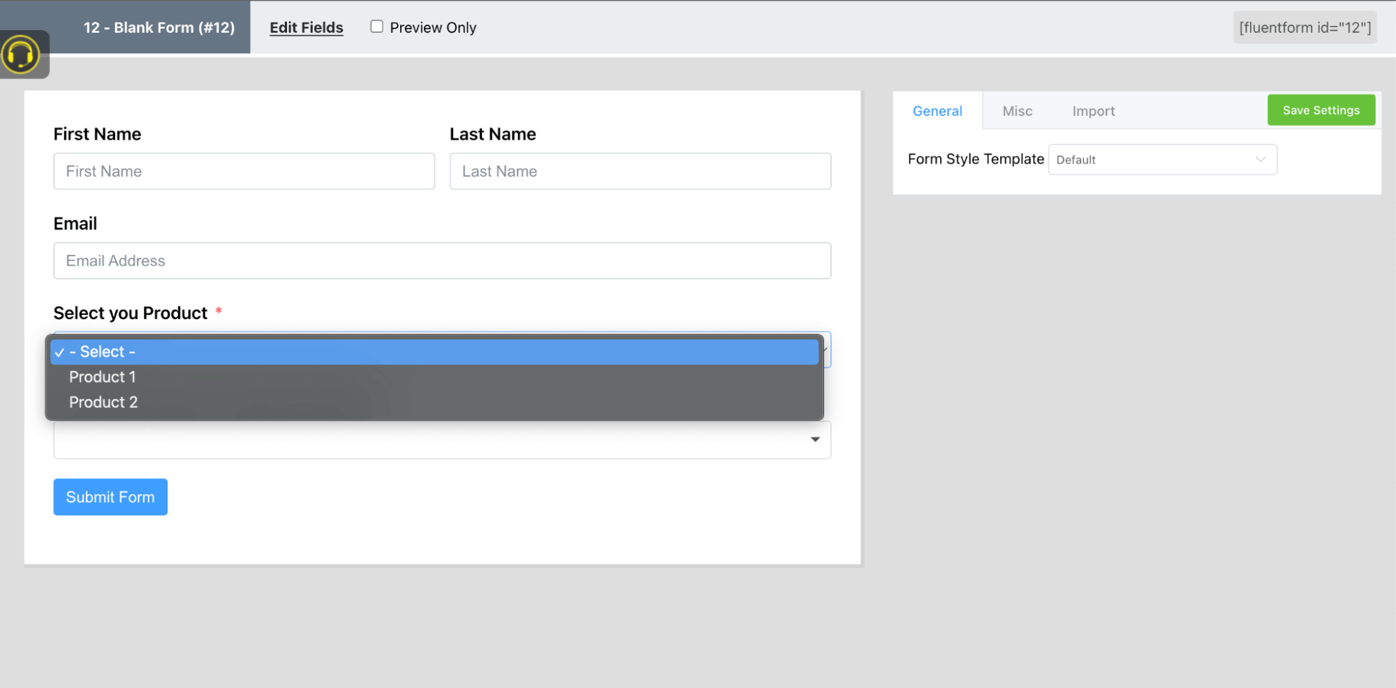 Fluent Forms Personnaliser les étiquettes