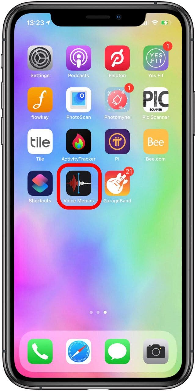 Ouvrez l'application Mémos vocaux.