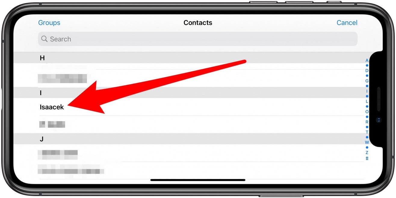 Choisissez le contact auquel vous souhaitez attribuer la sonnerie.